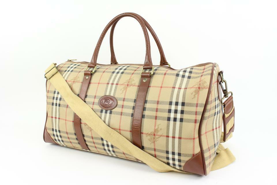 Burberry Beige Nova Check Boston Duffle Bag with Strap Burberry Beige Nova Check Boston Duffle Bag with Strap