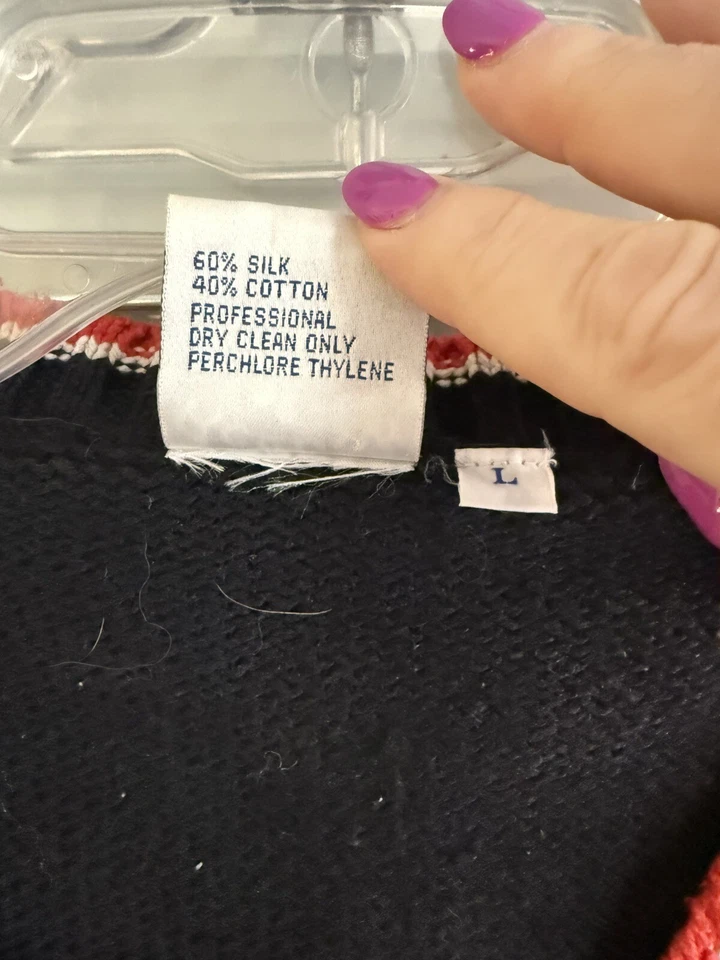 Suéter Vintage Reebok Y2K Pullover Seda Mezcla Algodón Cuello en V Negro Rojo Mujer Talla L Foto 4 de 4