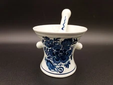 BLAUW DELFT SIGNED HOLLAND SPICE MORTER GRIND CRUSH JAR POTTERY KITCHEN GADGET