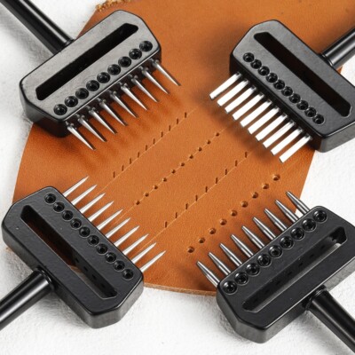 Replaceable Leather Craft Pricking Irons Stitching Lacing Hole Punch Chisel Tool