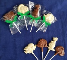 DINOSAUR BELGIAN CHOCOLATE LOLLIPOPS/SWEETS/FAVOURS/PARTY BAG FILLERS/PRESENT