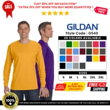 Gildan G540 Men's Heavy Cotton Preshrunk Tshirt Long Sleeve Crew Neck T-Shirt