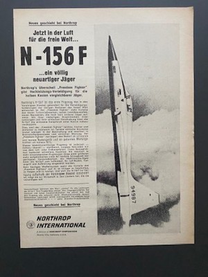 1959 Northtrop N-156F Jagdflugzeug Kampfjet Freedom Fighter Vintage Ad Werbung