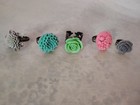 Lot of 5 Fashion Flower Statement Cocktail Rings Adjustable costume jewelry — photo 4