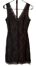 McClintock Collections Black Lace A Line V Neck Slip Dress 4