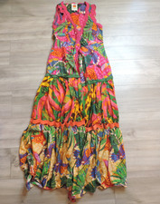 Anthropologie Farm Rio Painted Toucan Maxi Wrap Dress Indian Cotton Size Small