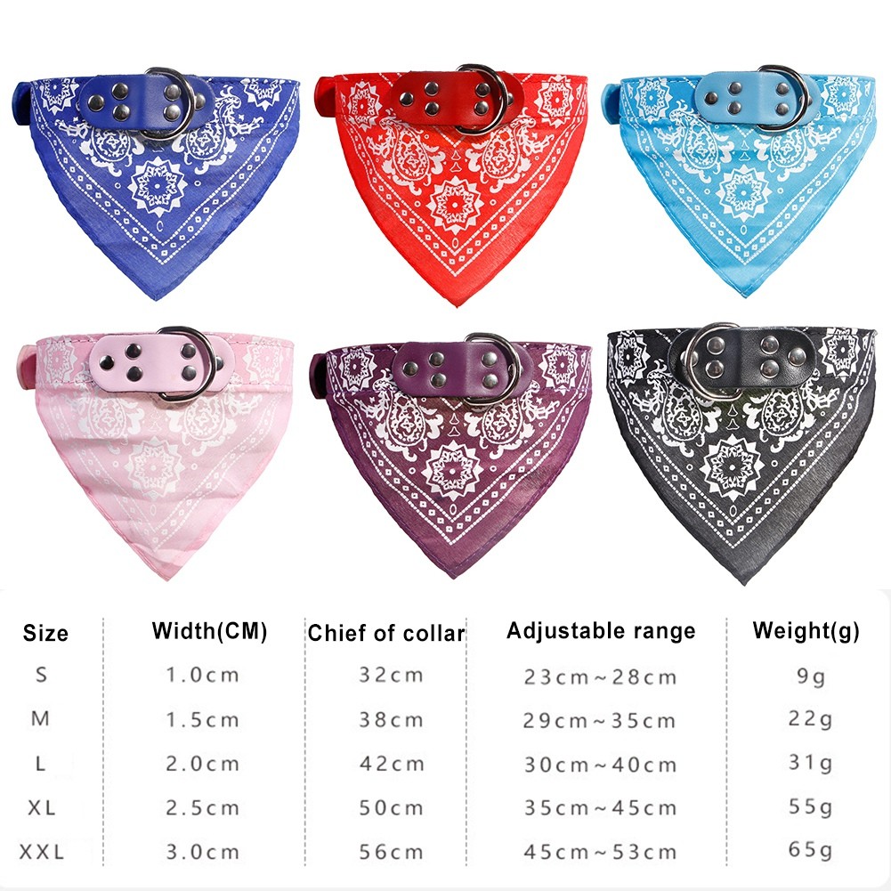 (Blue XL)Ethnic Style Pattern Cat Small Dog Bib Saliva Towel Adjustable Pet ▪