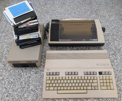 Commodore 128 mit Drucker MPS-801 und Diskette 1541 Retrogames Retrocomputer