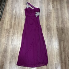 Cache Y2K Purple Satin Formal Dress Rhinestone Beaded Prom Evening Fancy Gown 8