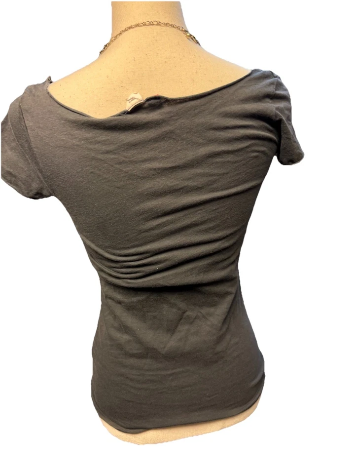 Top dividido Y2K talla 4 pixelado signo de paz escena emo niña Grundge fuera del hombro Foto 4 de 4