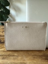 DONNA KARAN COSMETICS DK LOGO BIFOLD CLUTCH PURSE BEIGE NEW
