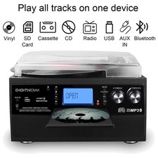 Modern 3-Speed Record Player with Bluetooth  CD - Black