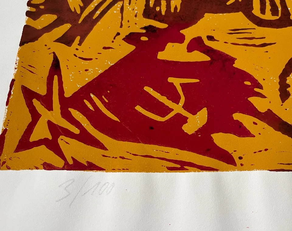 Jörg Immendorff Signierter Original Linolschnitt - nur 100 Ex. - Naht - Säule 2 - Bild 4 von 4