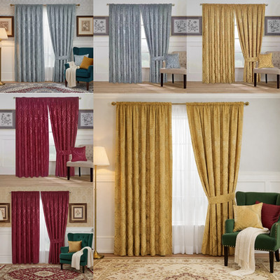 Luxus LasVegas Gefütterte Bleistiftfaltenvorhänge Schwer Jacquard Paar Vorgefertigt