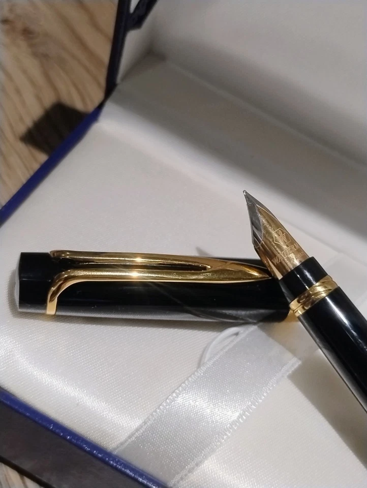 Rare Waterman Liason Piano Black Fountain Pen  18k Gold NIB Boxed - Image 2 of 4