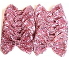 Set of 12 Large 5" Glitter Sequin Bows - Medium Pink - No Clips