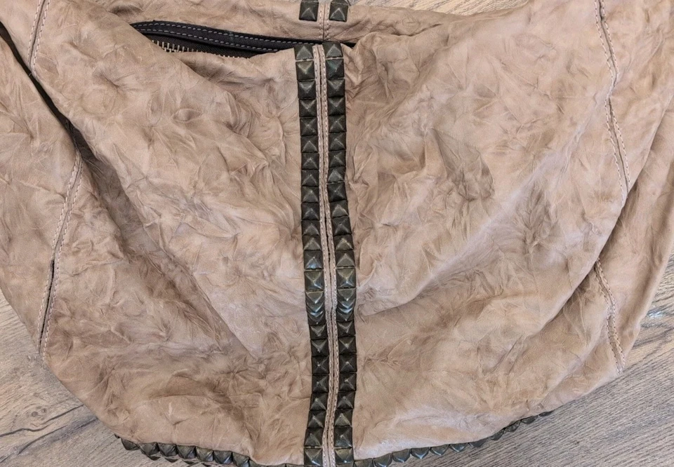 Vintage Tylie Malibu Light Brown Shoulder Crossbody Bag Rivets Backpack Grunge - Image 2 of 4