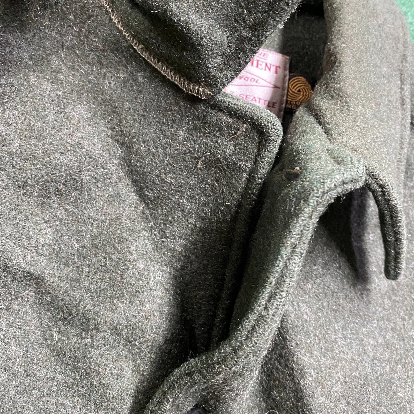 Vintage Filson Mackinaw Coat Mens L Green Double Breasted Wool Cruiser USA MADE - product detail image 6