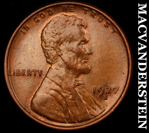1927-S Lincoln Wheat Cent- Choice Gem Brilliant Uncirculated++ Luster #J3228