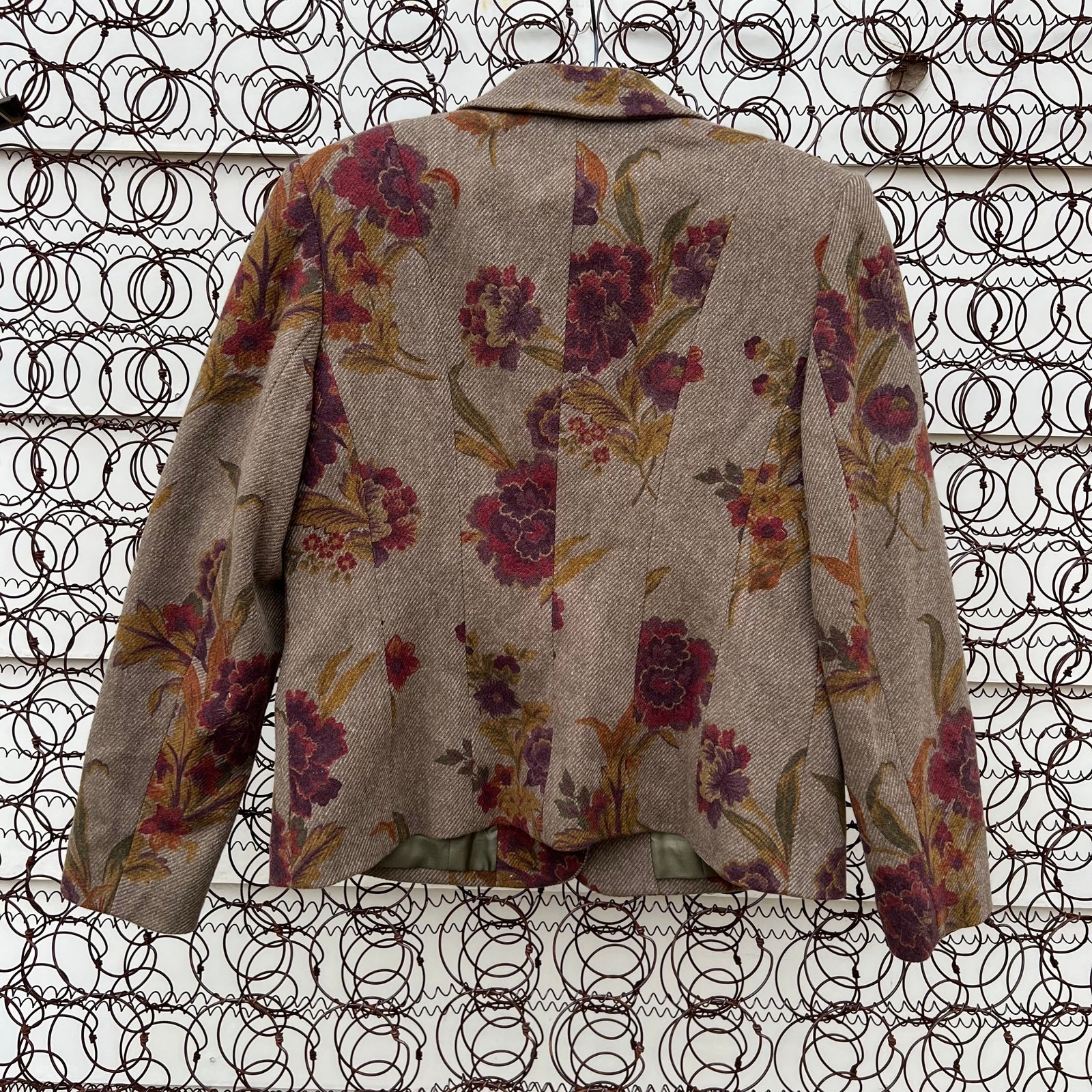 Pendleton Green Floral Leaf Fall Wool Blazer Size… - image 3