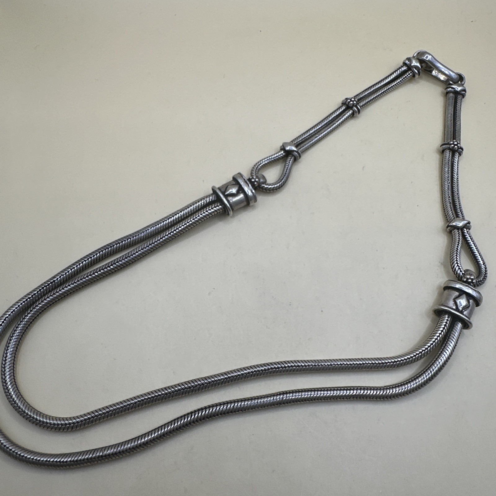 Snake Link Double Strand Solid Sterling Silver Mo… - image 8