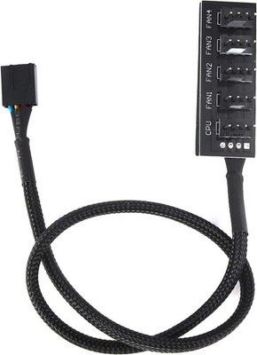 4-Port-Lüfterverteilerkabel für Computergehäuse, schwarz