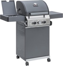 Hybrid Gas & Charcoal BBQ Grill 2 Burner with Side Burner Cast Iron Griddle