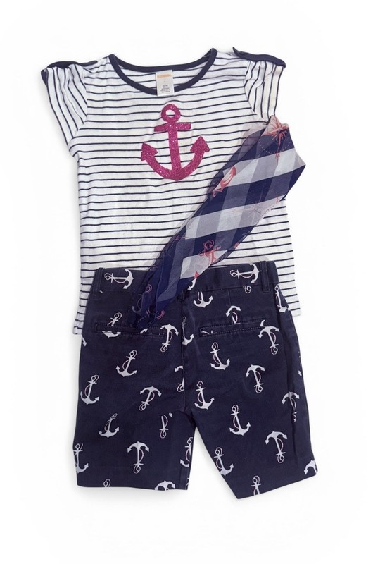 Girls Sailor Boat Gymboree Crew Summer 2 Piece Top Short Set  Size 4T 5T  