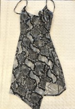 Blue Blush Snake Print Bodycon Dress Gray Black White Short Size M Sleeveless