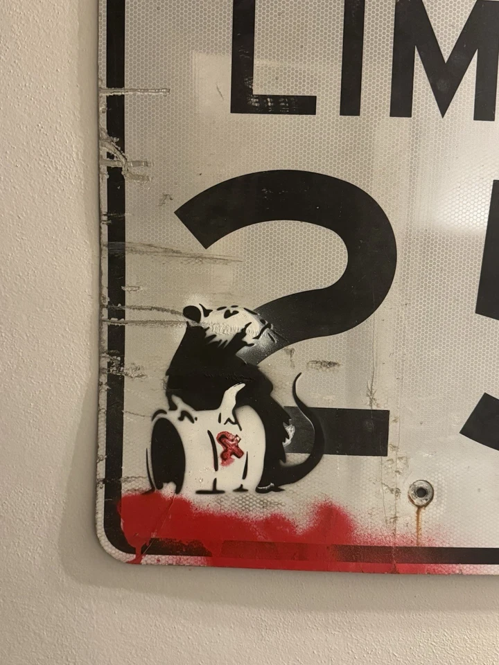 Very Rare Banksy Original spray stencil  Street Sign Painting 2007 - Image 2 of 4