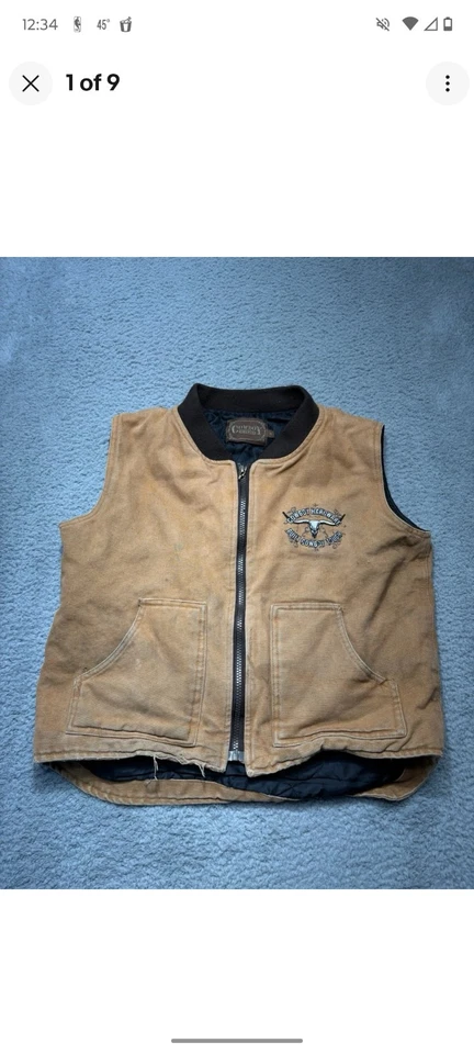 Chaleco Vaquero Hardware Juvenil Extra Grande Marrón Cremallera Completa Lona Construido Resistente Rodeo Foto 4 de 4