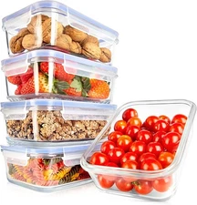 NutriChef 10-Pc Glass Food Storage Containers Set(5 Containers + 5 Locking Lids)