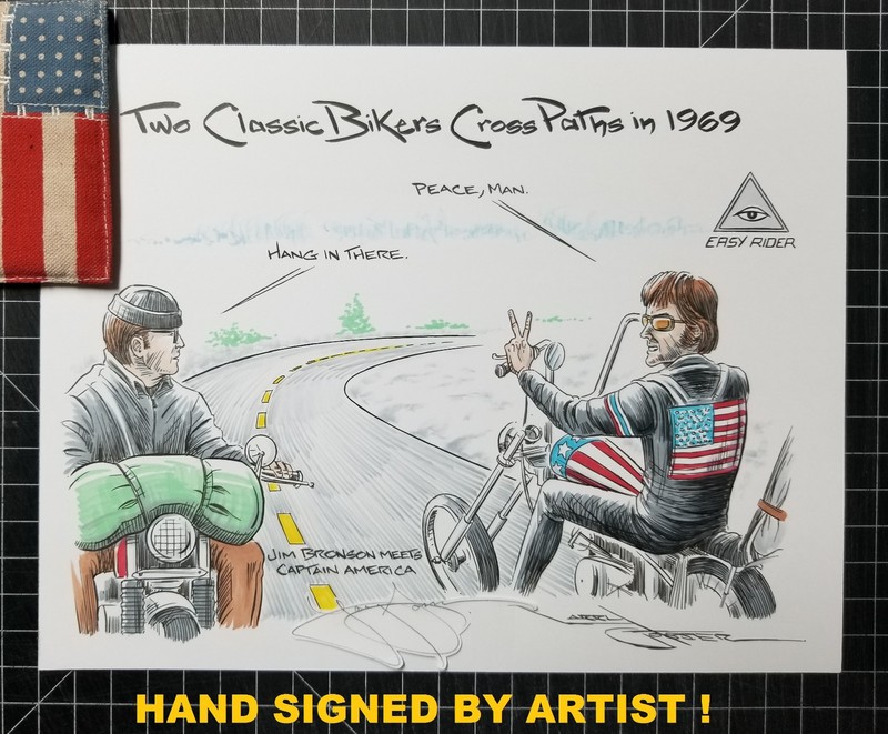 EASY Rider Crosses Paths w Then Came Bronson On HD Cycles Artist Signed
