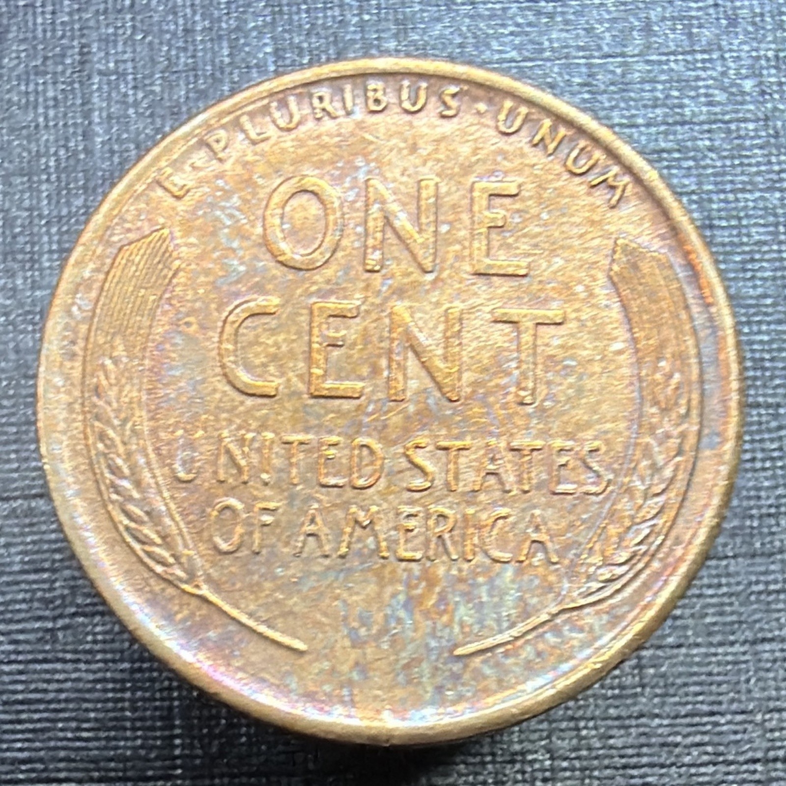 1927 Lincoln Cent BU WOODY Improper Alloy Mix Wood Grain Toned Philadelphia