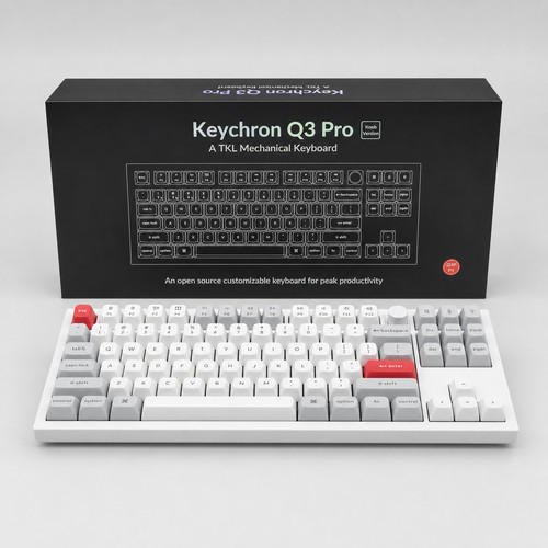 Keychron Q3 Pro Q3P-P1 Red Switch Wireless Mechanical Keyboard RGB Mac/PC White™