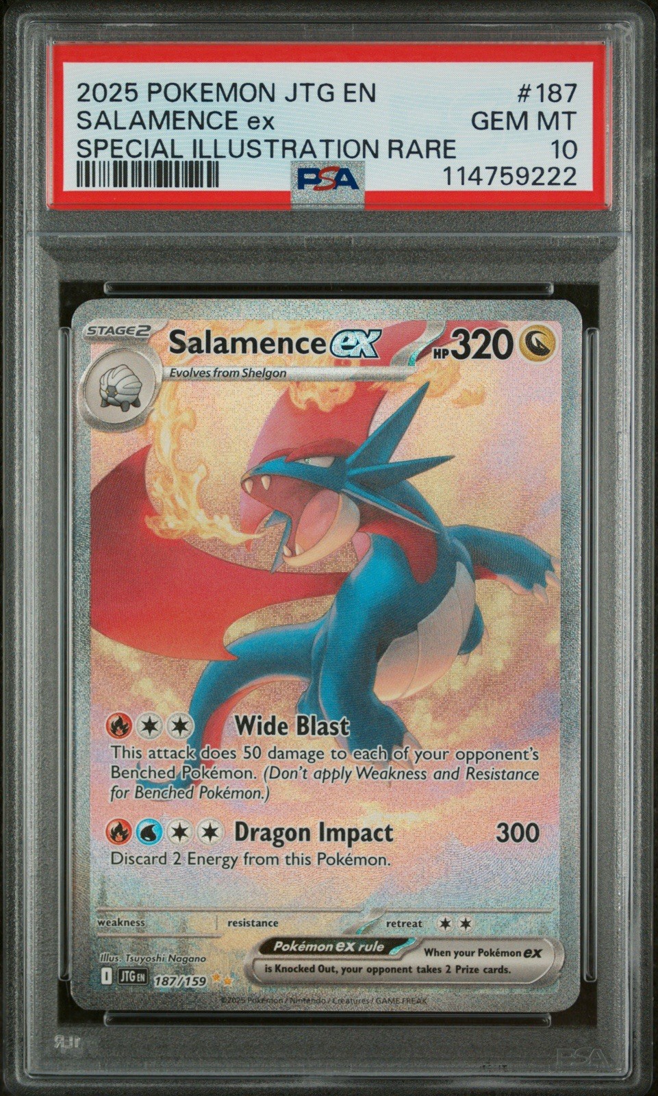 2025 POKEMON JTG EN-JOURNEY TOGETHER #187 SALAMENCE EX PSA 10 GEM MT