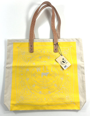 Will Leather Goods Canvas Tote Bag Leather Handles Yellow Oregon USA Made