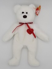 Ty Beanie Babies Valentino Bear Brown Nose White Red Heart Ribbon Retired 1994