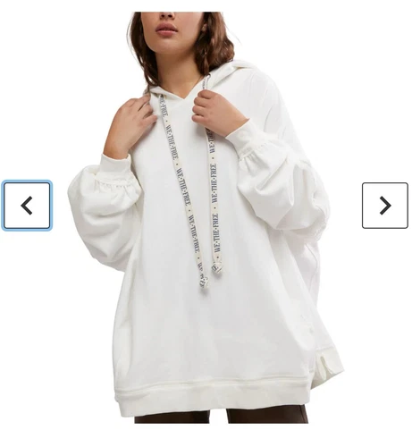 OFF WHITE Felpa con cappuccio media oversize We The Free By FREE PEOPLE bianco avorio donna