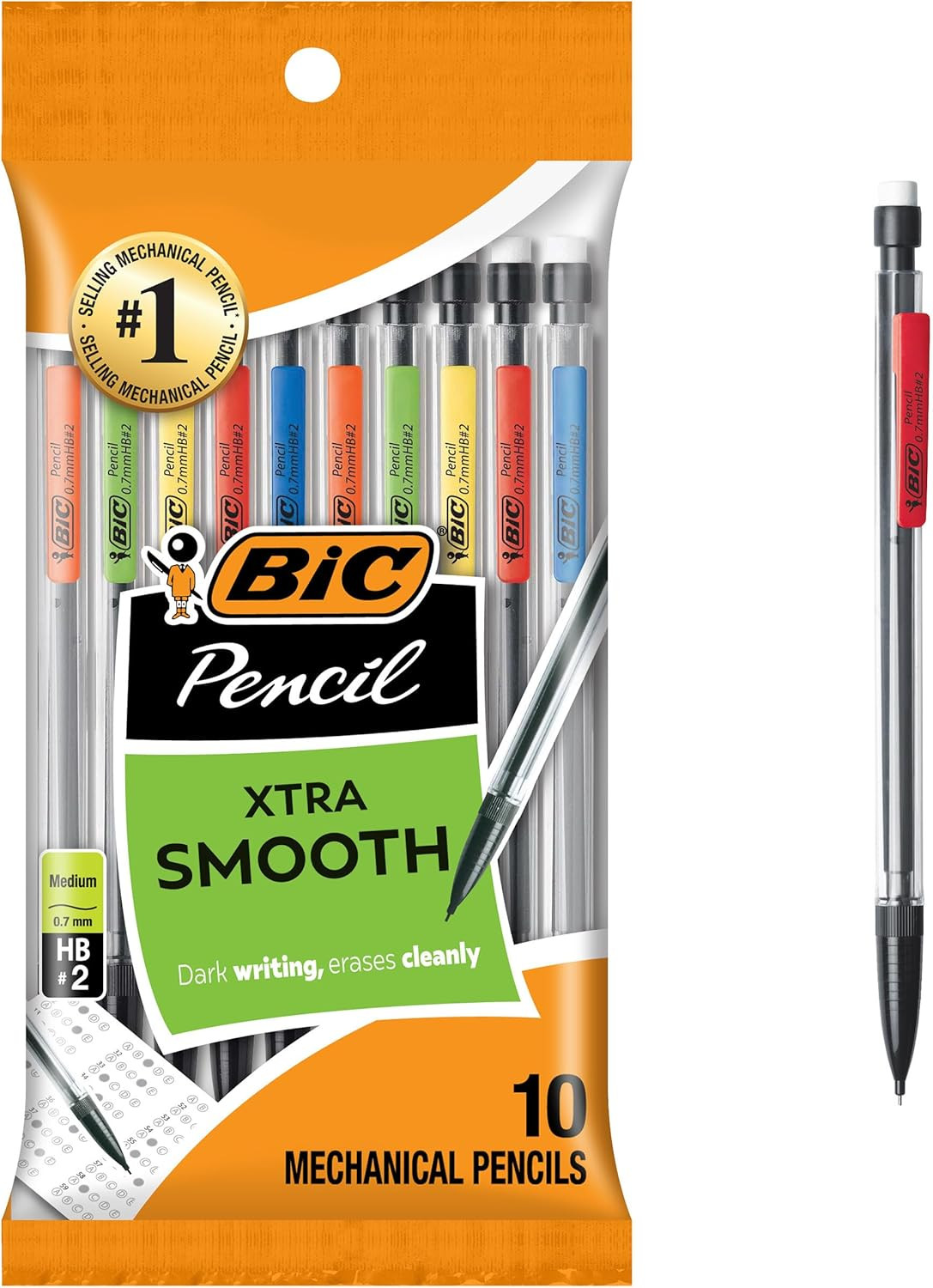 S With Erasers, Medium Point (0.7mm), 10-count