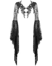 Top bolero encogido de hombros manga campana aplique encaje profundo en V gótico Dark In Love para mujer