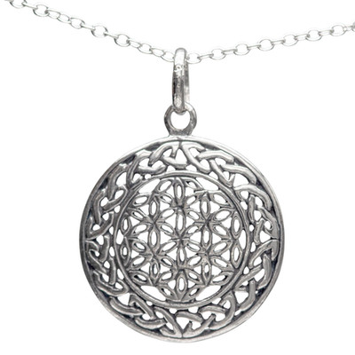 Colgante Flor de la Vida plata de ley 925 geometría sagrada celta