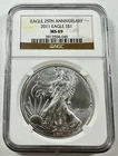 2011 $1 American Silver Eagle NGC MS69 25th Anniversary 1 oz Coin