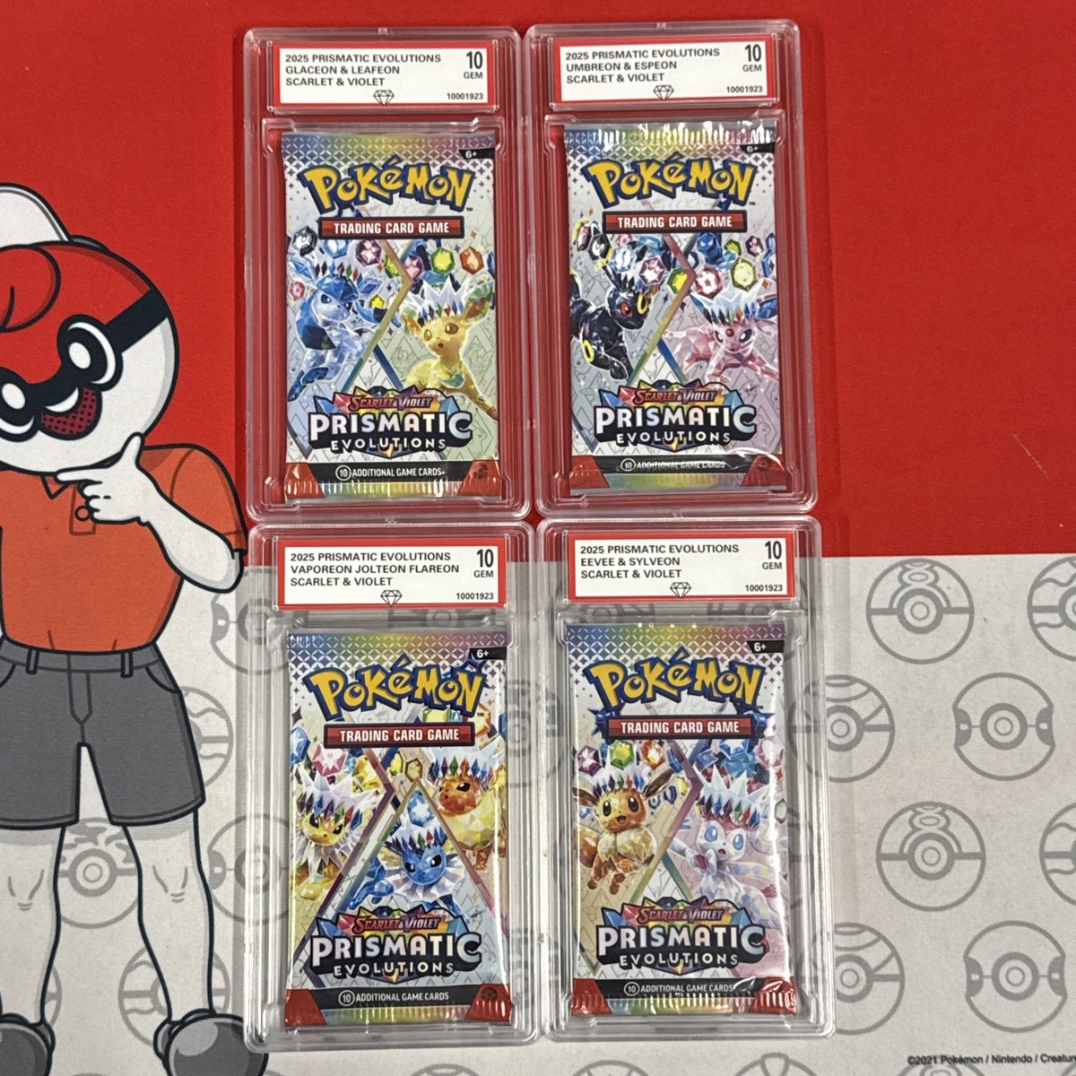 Graded 10 Full Art Set Of Four 2025 Prismatic Evolutions Sealed
