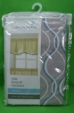 CurtainWorks One Scallop Valance,Morocco,Gray,14 x 58",NEW