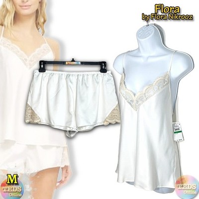NWT Flora by Flora Nikrooz M Kit Heart Lace Cami & Tap Shorts Pajama Set T90483