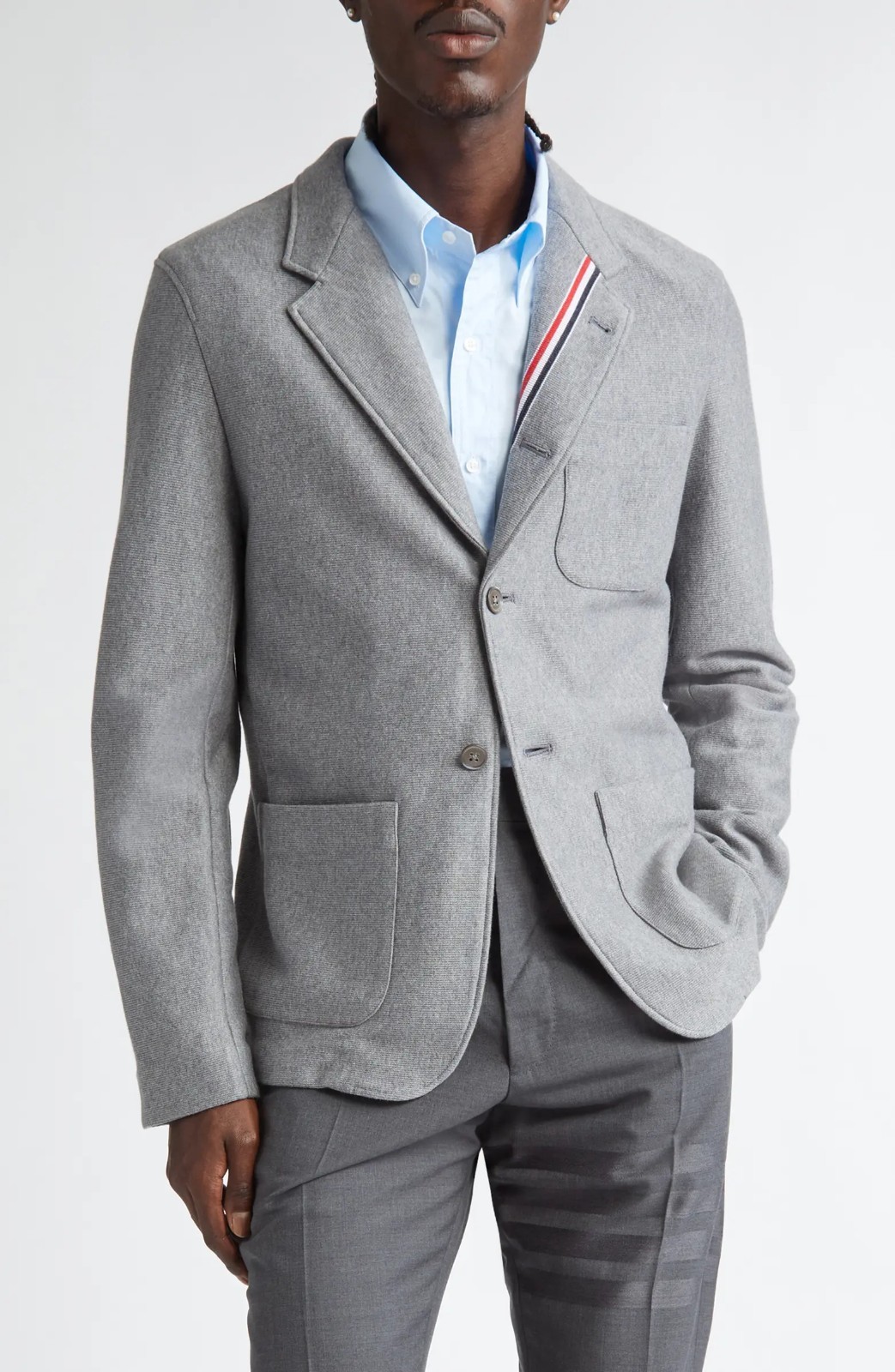 THOM BROWNE gray double face knit cotton Sack jacket Size Medium authentic image 4