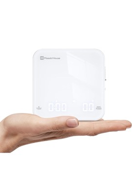 Rechargeable Mini Coffee Scale with Timer, 2kg/0.1g （Timing White）