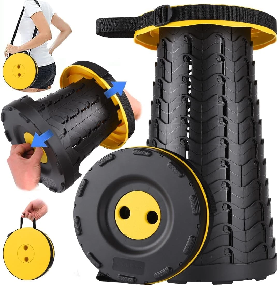 Yellow collapsible camping stool variation