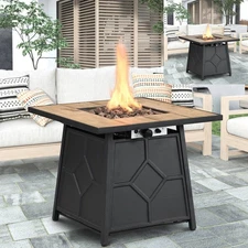 28 inch Fire Pit Table with Waterproof Cover Auto-Ignition Propane Gas Firepit